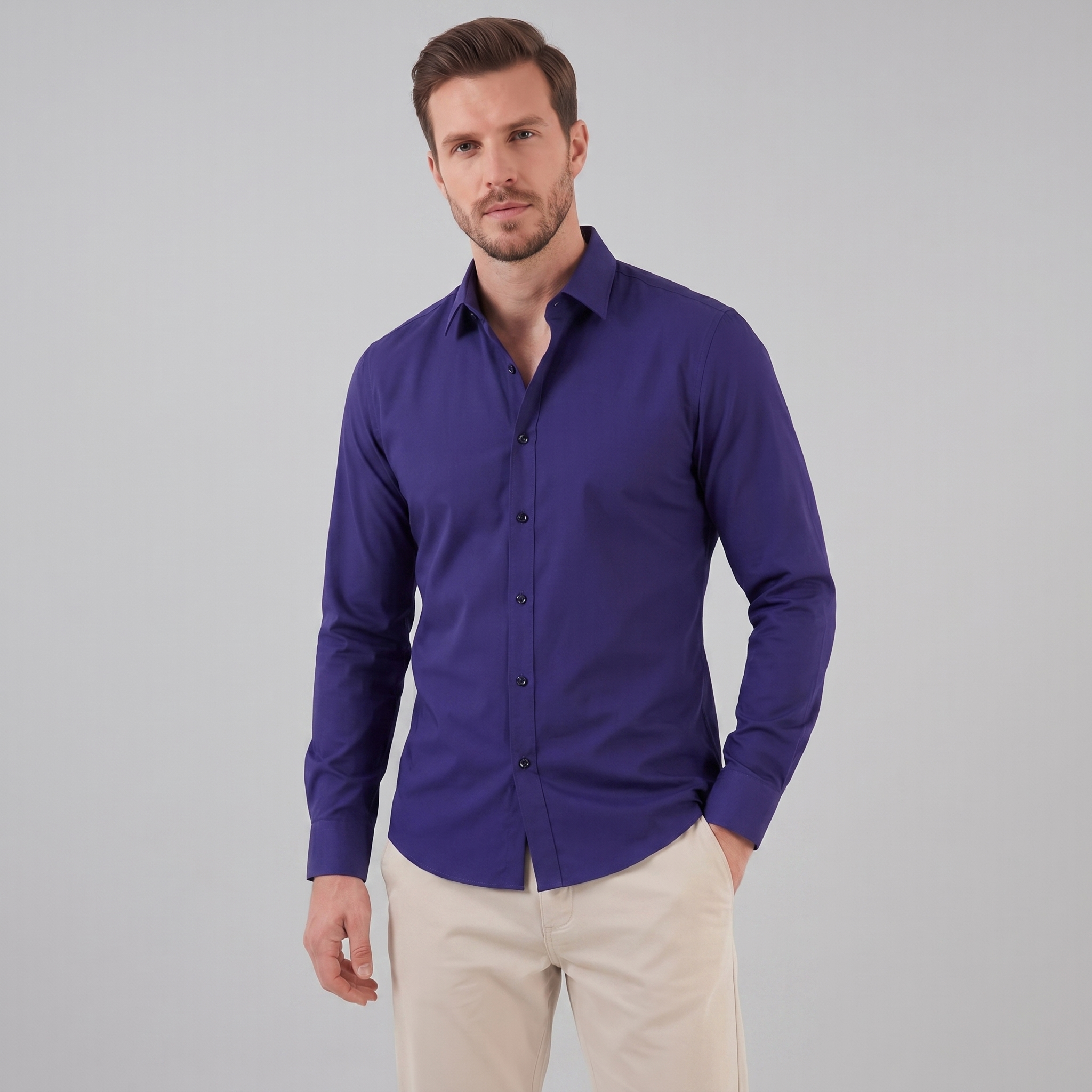 Herren Slim Fit Langarmhemd
