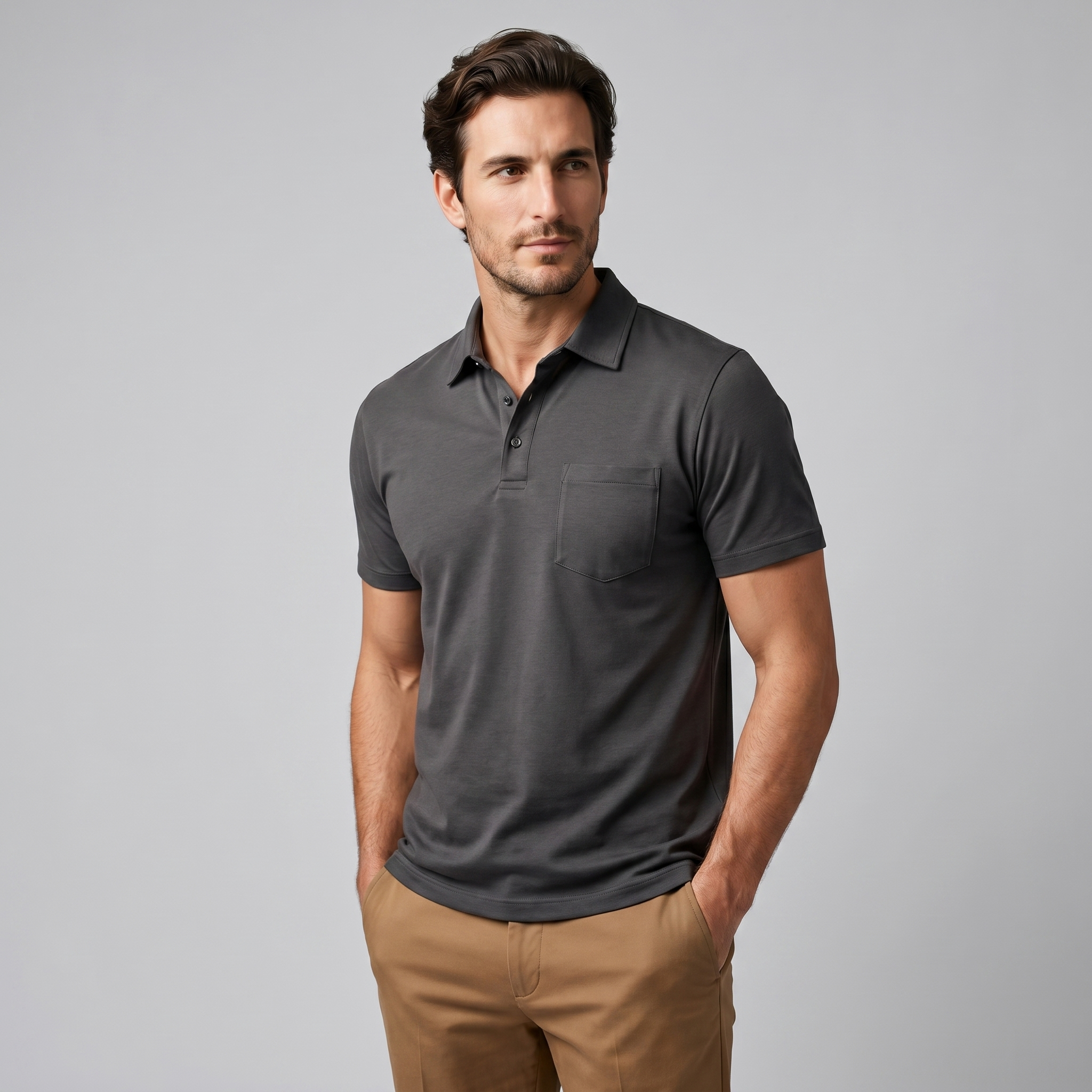 Herren Slim Fit Polohemd Mit Moderner Passform