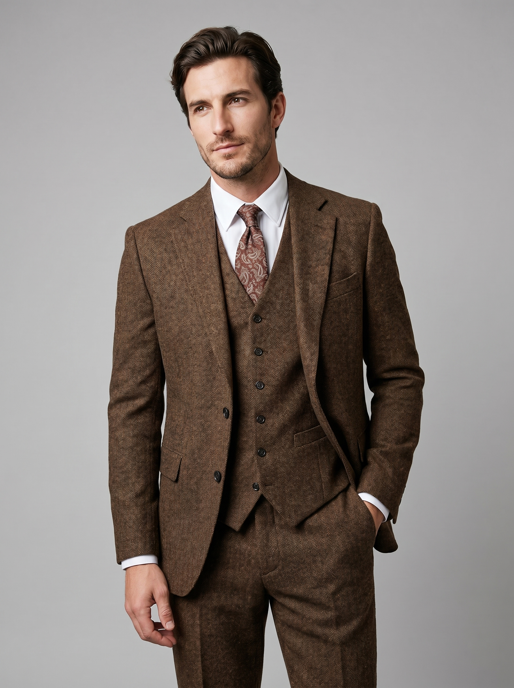 Herren Slim Fit Drei Teile Anzug Mit Weste Für Hochzeiten