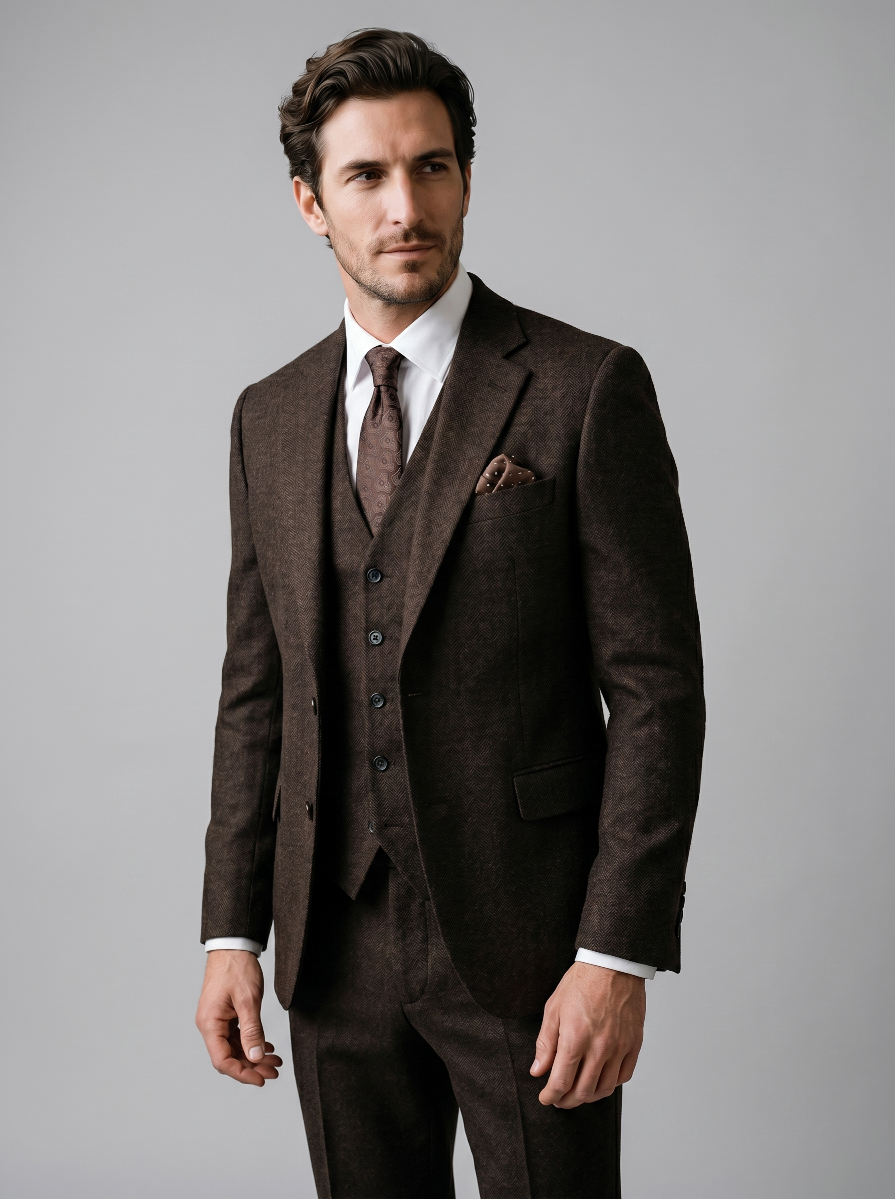 Herren Slim Fit Drei Teile Anzug Mit Weste Für Hochzeiten