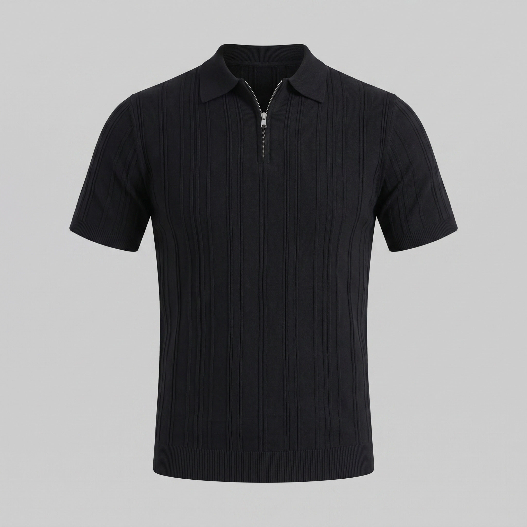 Herren Slim Fit Polohemd Mit Reißverschluss