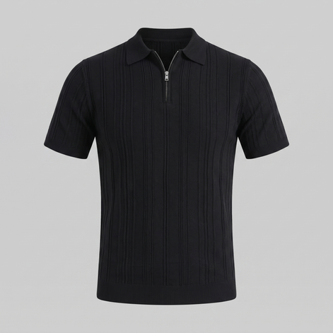 Herren Slim Fit Polohemd Mit Reißverschluss
