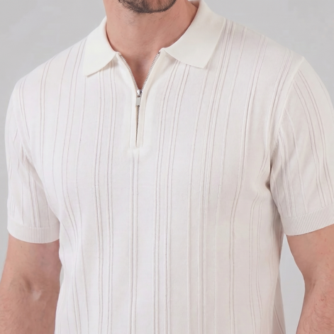 Herren Slim Fit Polohemd Mit Reißverschluss