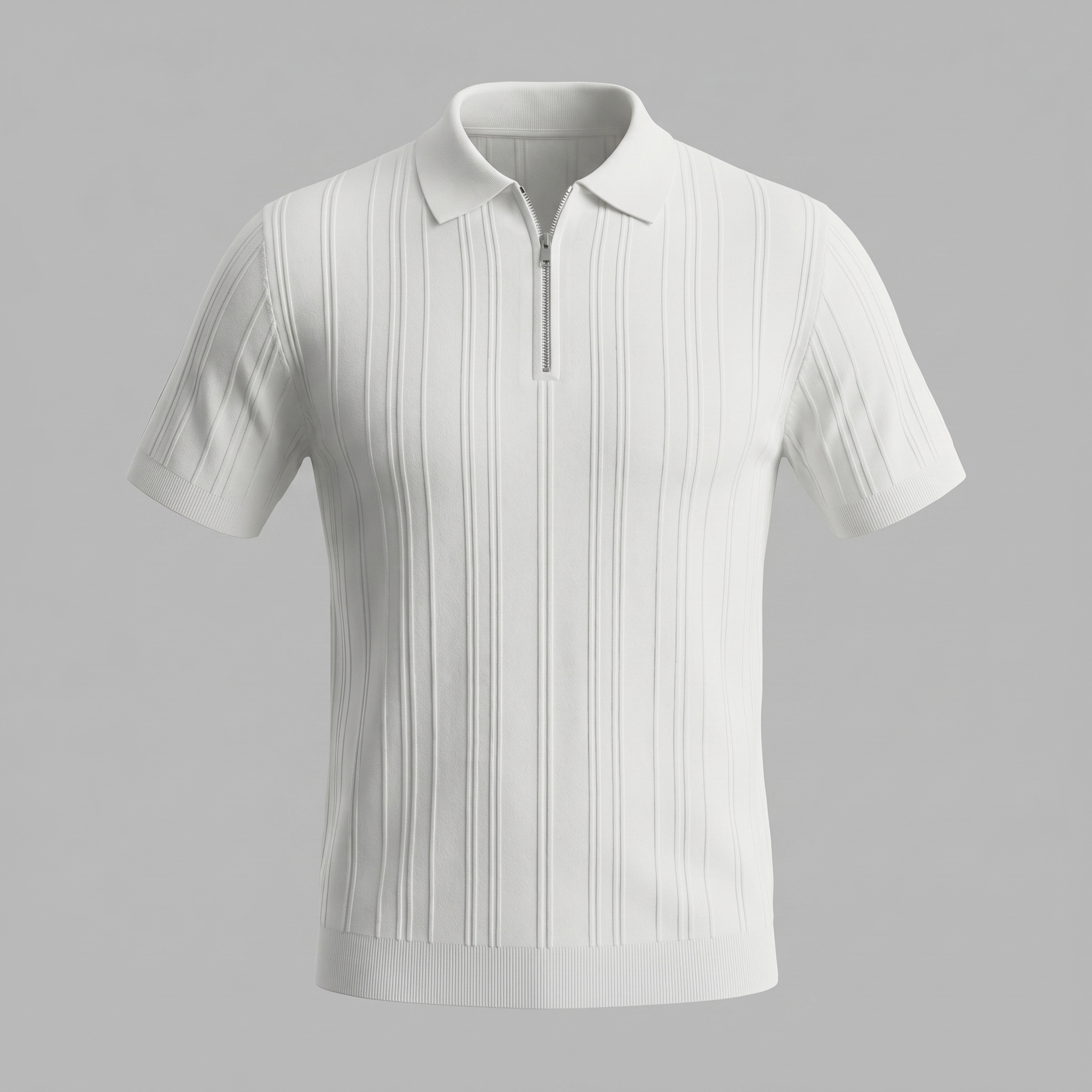 Herren Slim Fit Polohemd Mit Reißverschluss