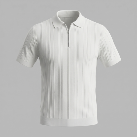 Herren Slim Fit Polohemd Mit Reißverschluss