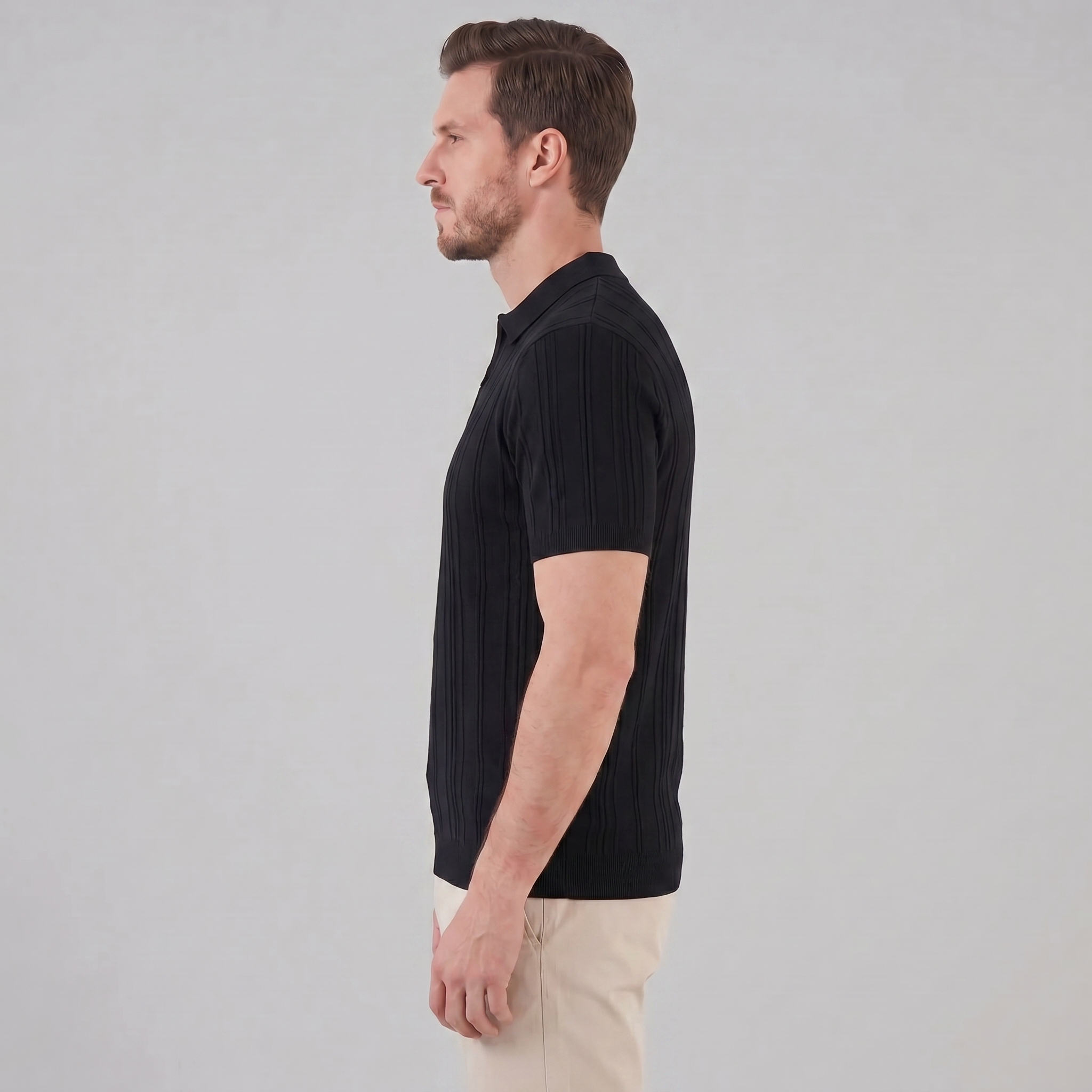 Herren Slim Fit Polohemd Mit Reißverschluss