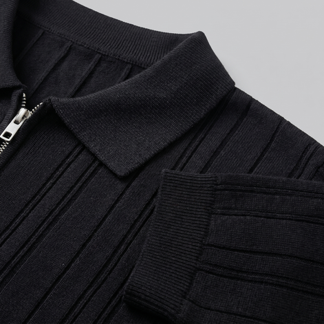 Herren Slim Fit Polohemd Mit Reißverschluss