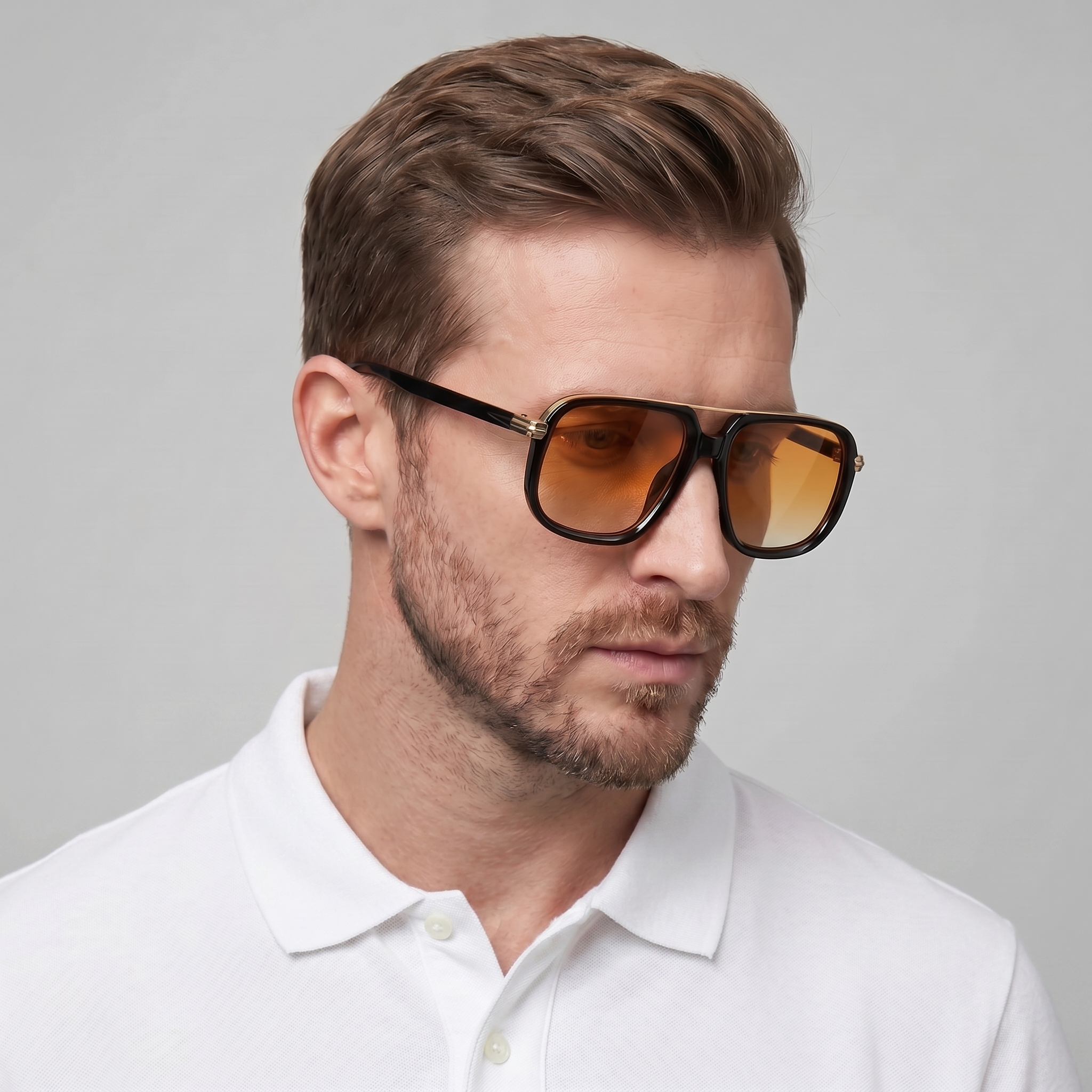 Herren Sonnenbrillen Mit Quadratischer Doppelbrücke