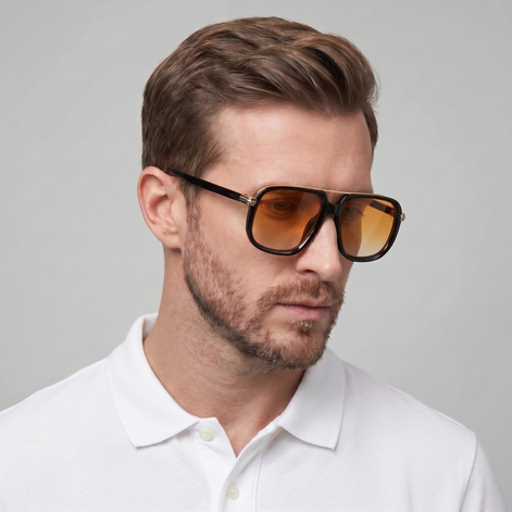 Herren Sonnenbrillen Mit Quadratischer Doppelbrücke