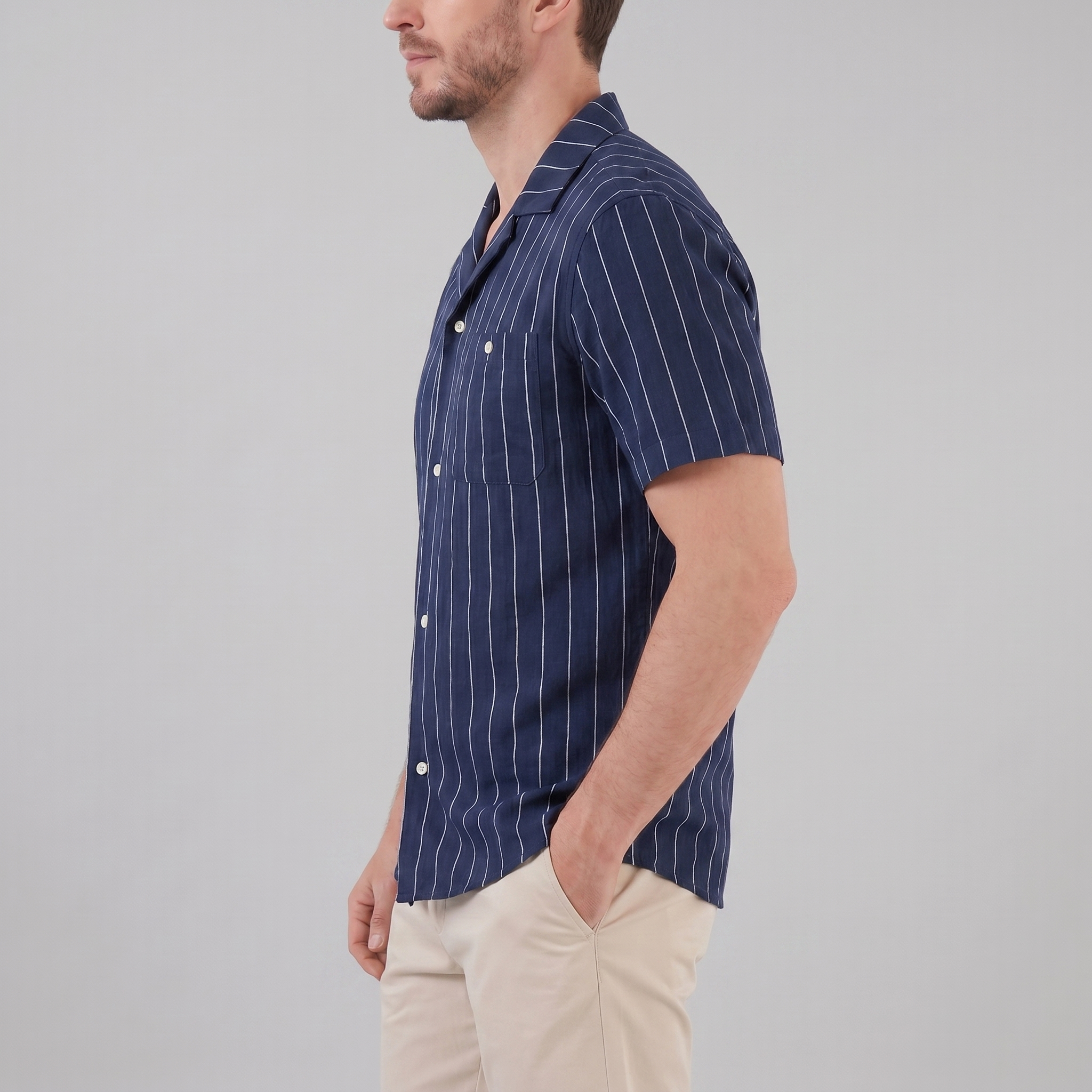 Herren Streifen Knopf Hemd