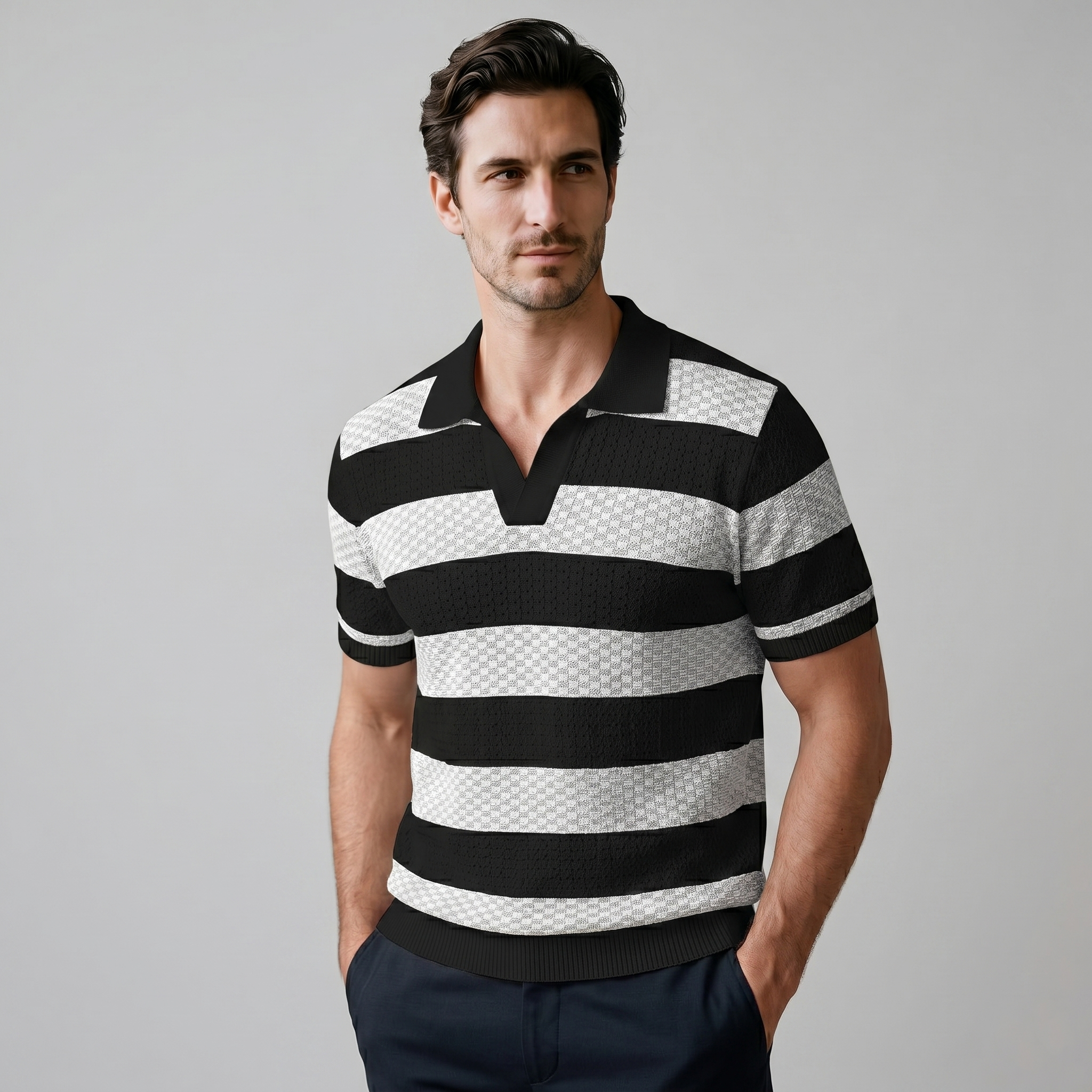 Herren Jacquard Strickpolo