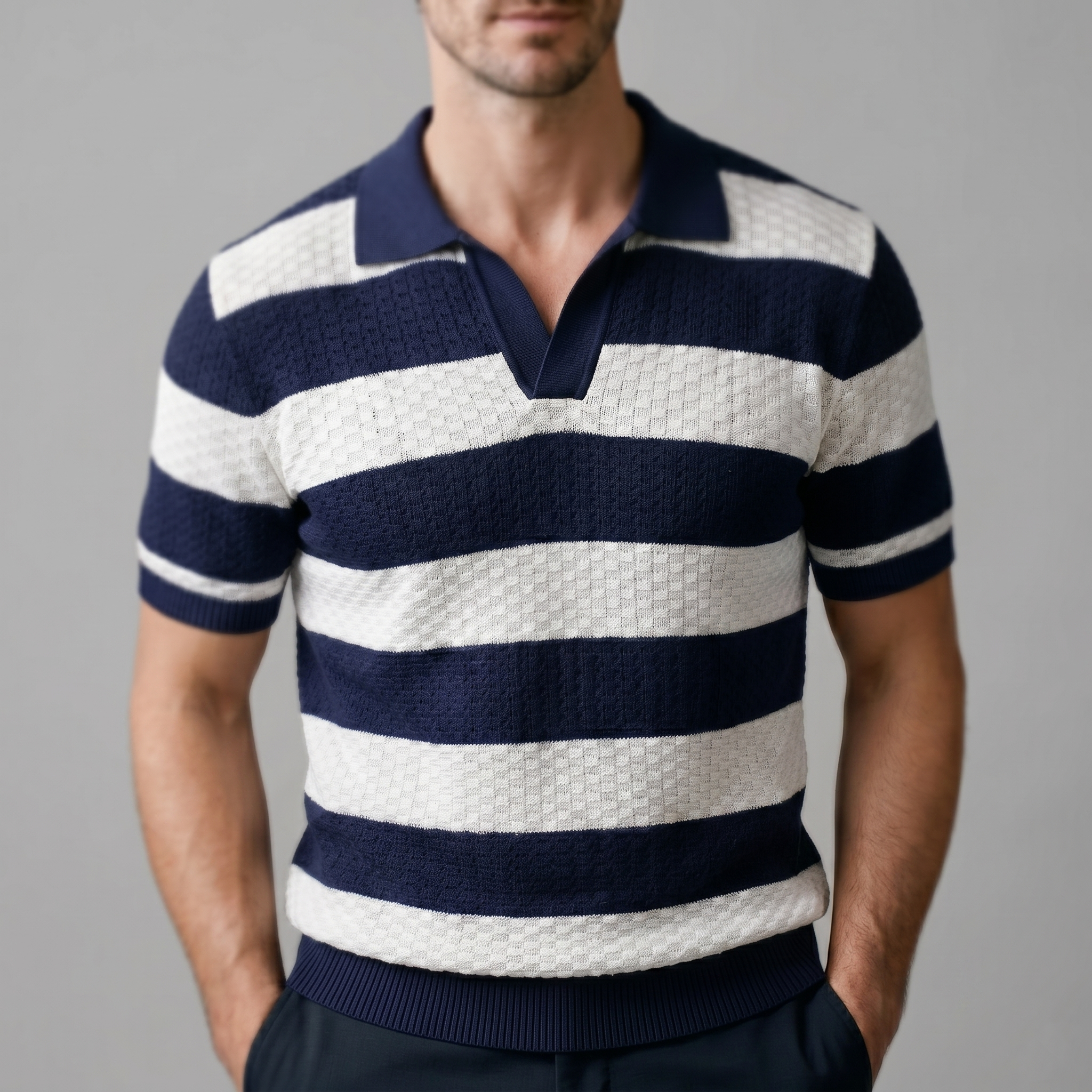 Herren Jacquard Strickpolo