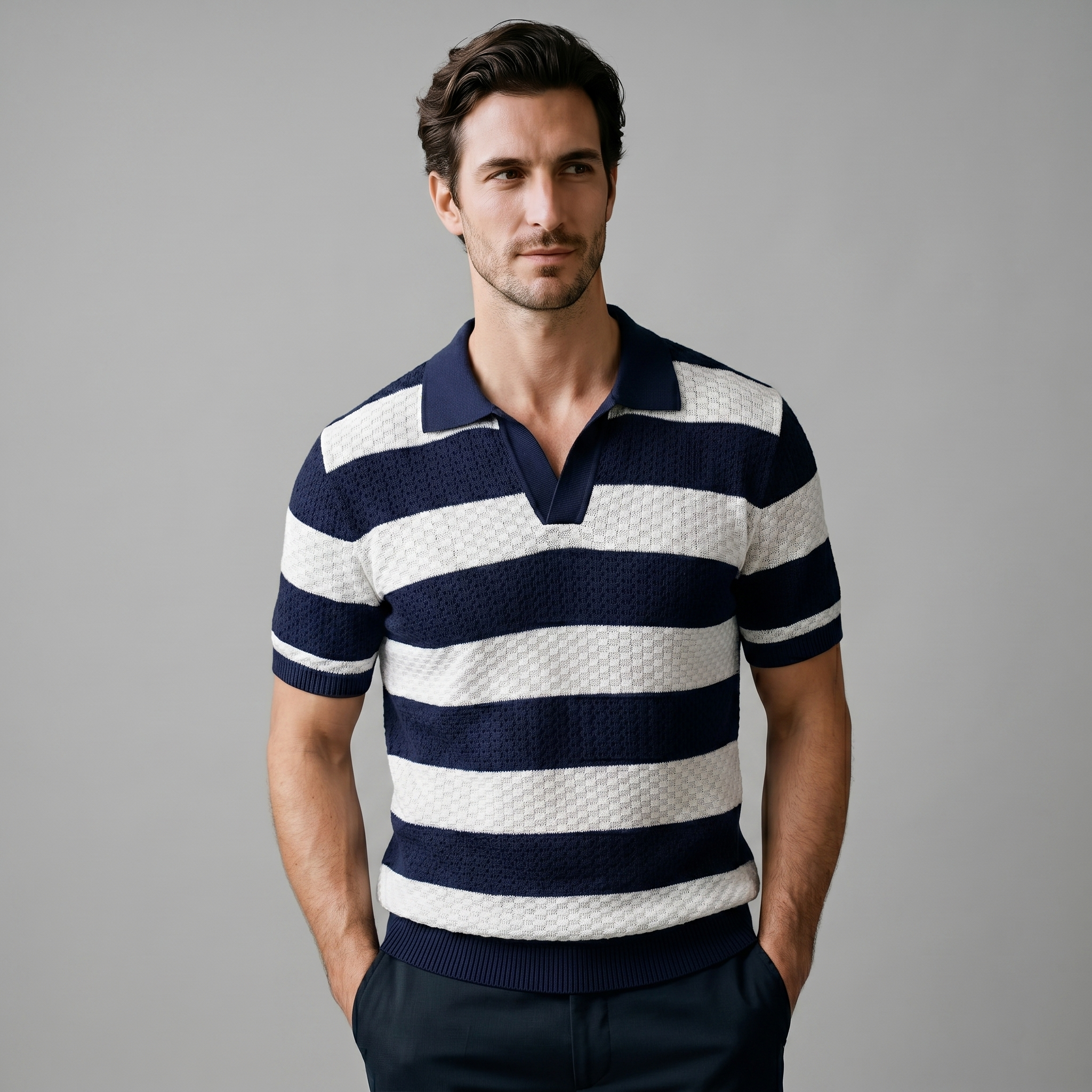 Herren Jacquard Strickpolo