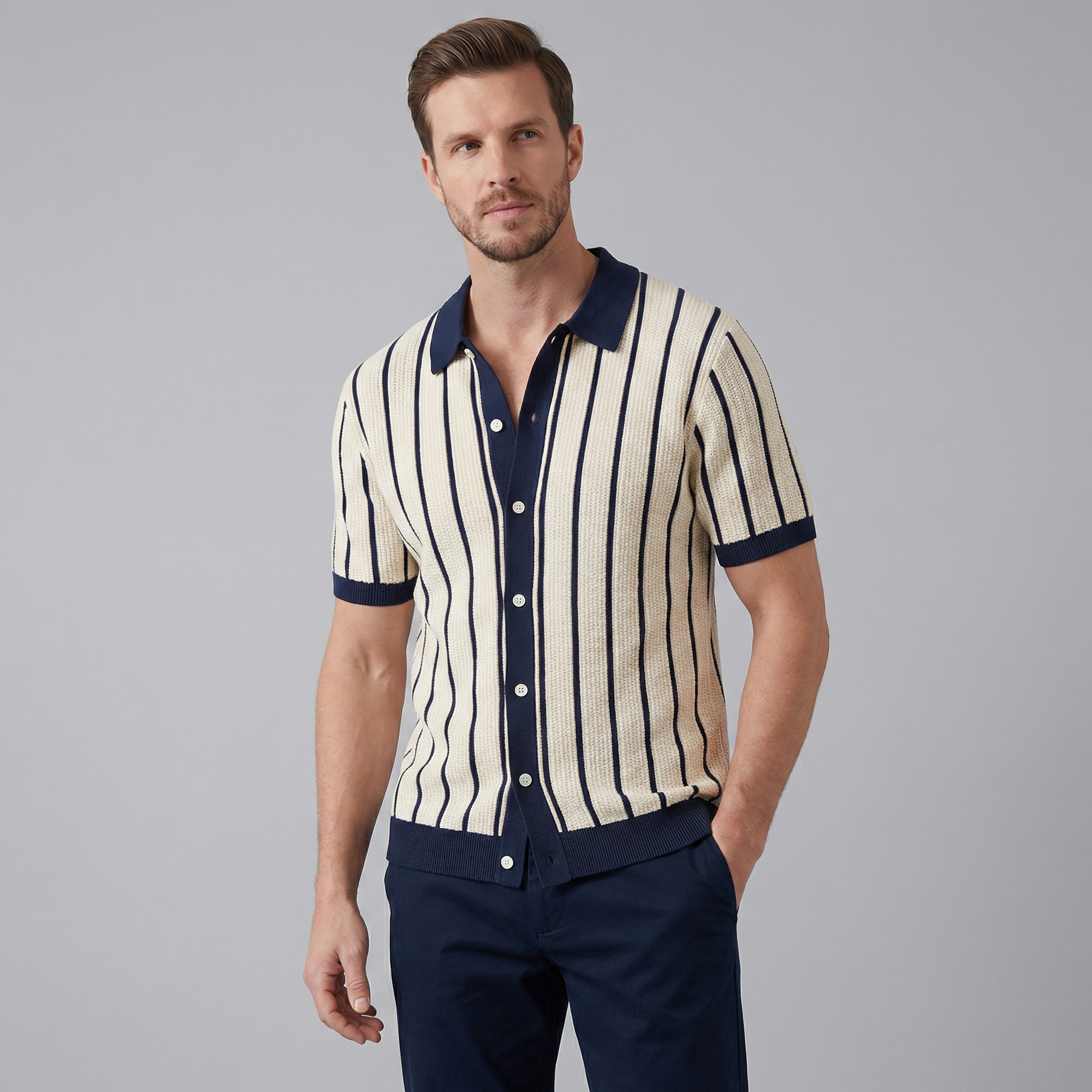 Herren Gestreiftes Button-Down Hemd