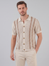 Herren Streifen Häkelstrickshirt