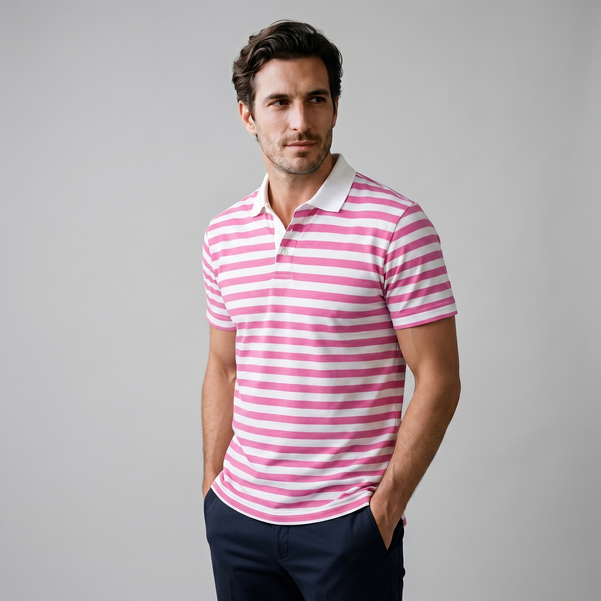 Herren Poloshirt Mit Streifen Kurzarm