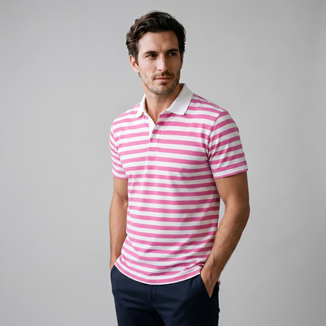 Herren Poloshirt Mit Streifen Kurzarm