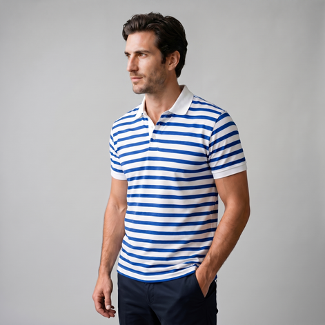 Herren Poloshirt Mit Streifen Kurzarm