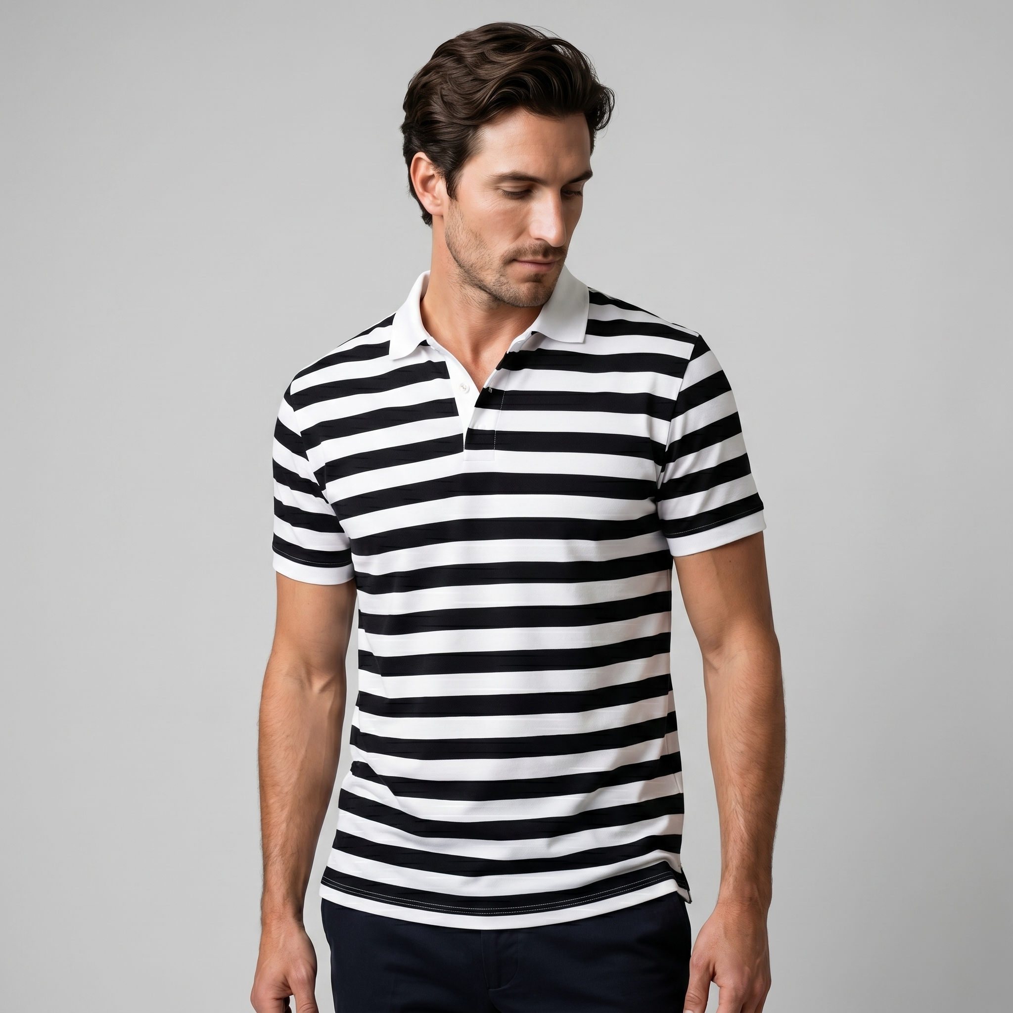 Herren Poloshirt Mit Streifen Kurzarm