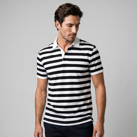 Herren Poloshirt Mit Streifen Kurzarm