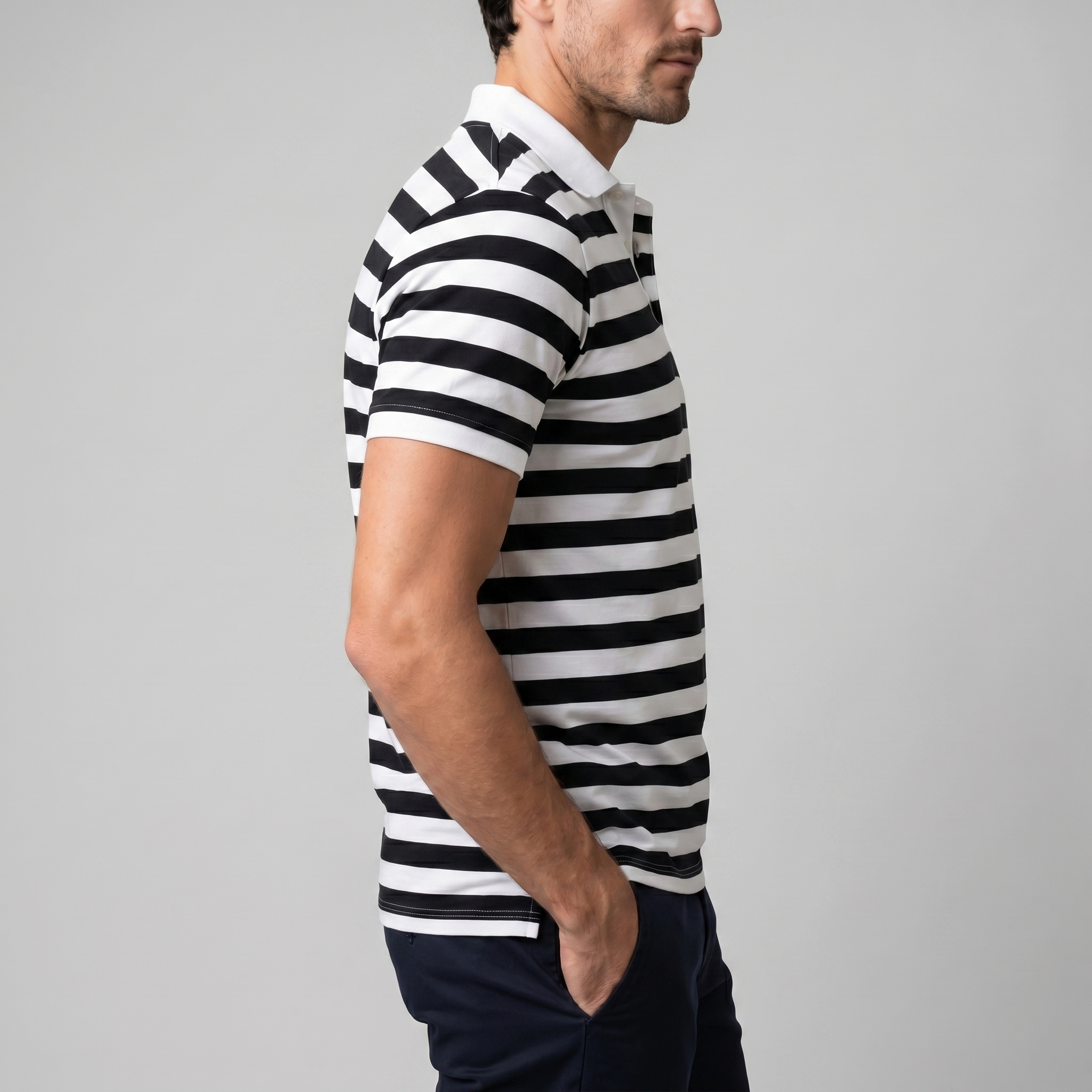 Herren Poloshirt Mit Streifen Kurzarm
