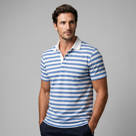 Herren Poloshirt Mit Streifen Kurzarm