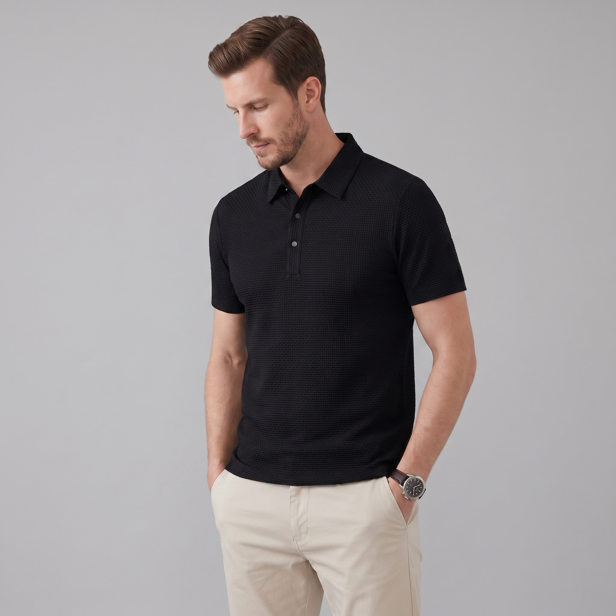 Herren Polohemd mit Struktur
