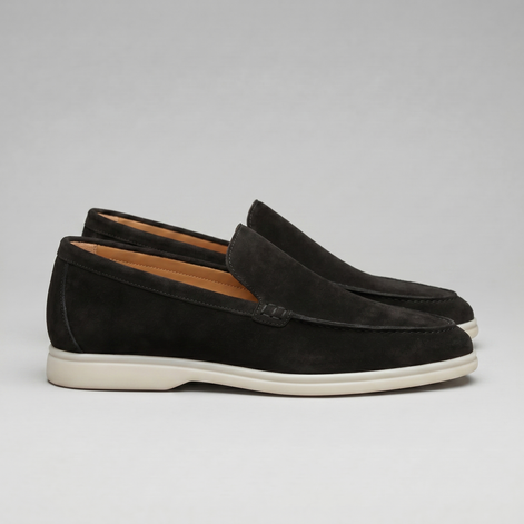 Herren Veloursleder Schwarze Loafer