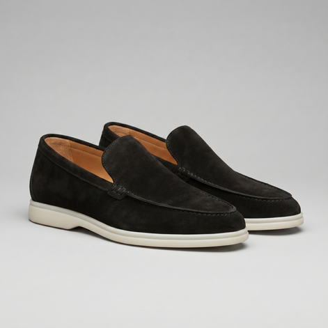 Herren Veloursleder Schwarze Loafer