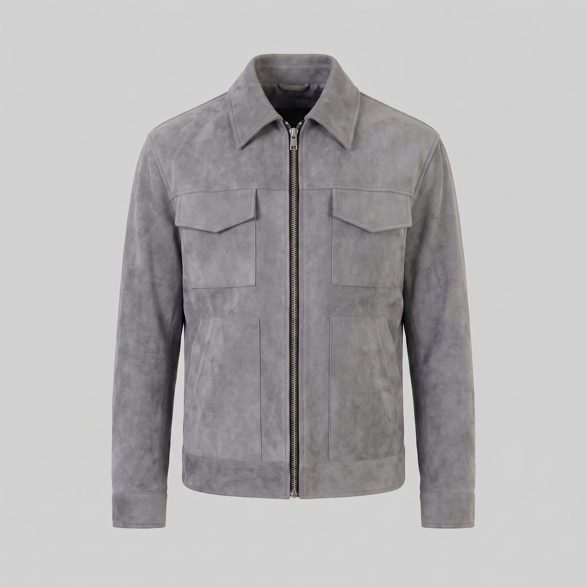 Herren Wildlederjacke Mit Reißverschluss Kragen