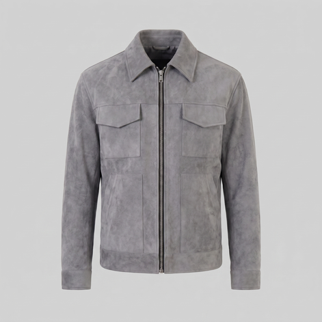 Herren Wildlederjacke Mit Reißverschluss Kragen