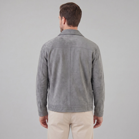 Herren Wildlederjacke Mit Reißverschluss Kragen