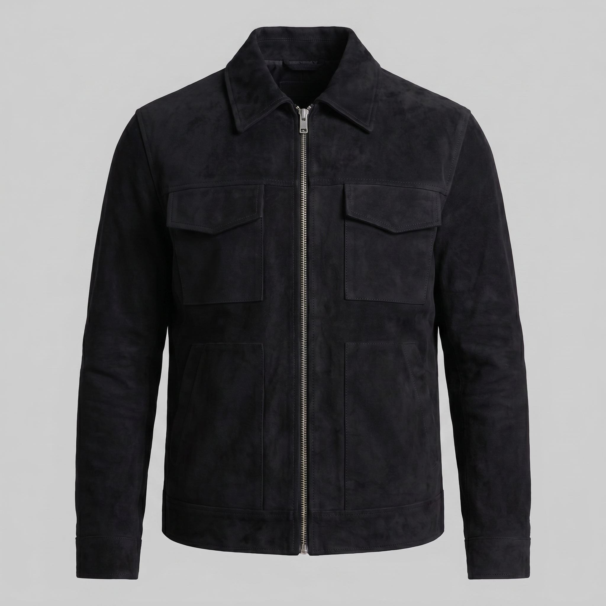 Herren Wildlederjacke Mit Reißverschluss Kragen