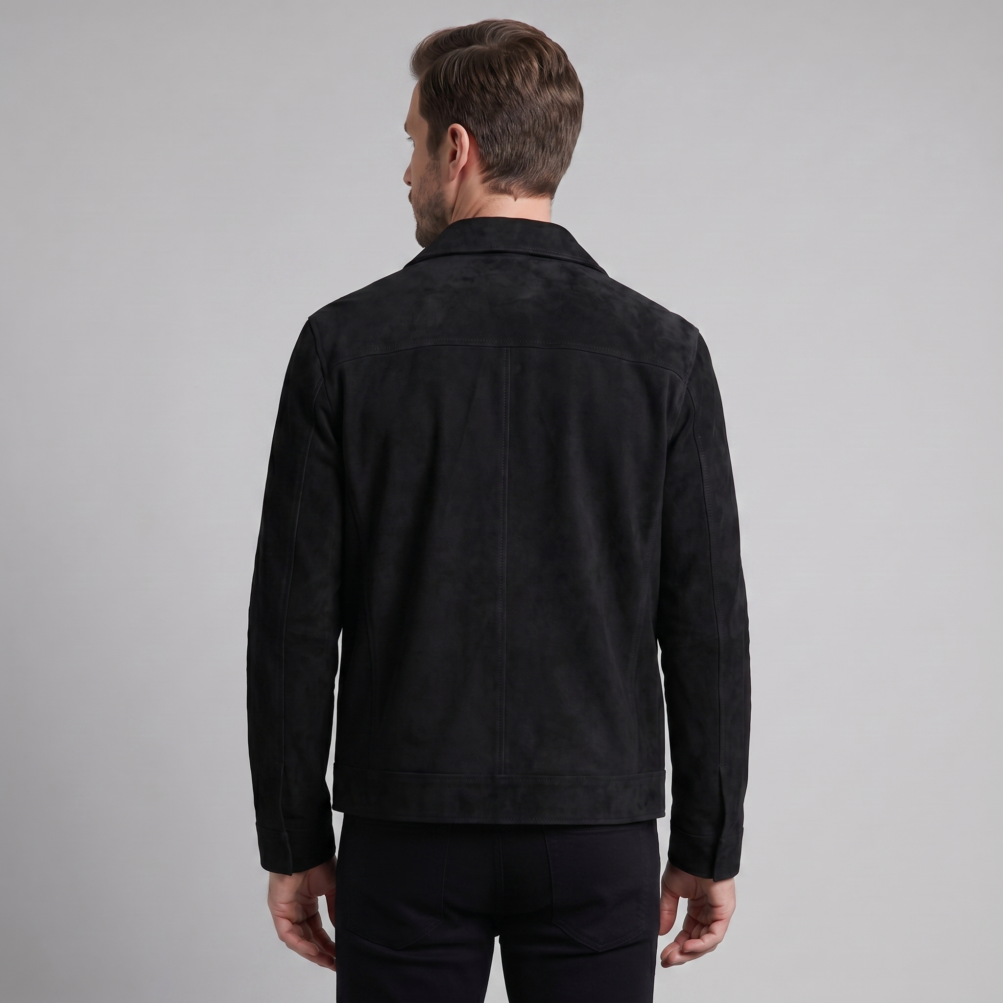 Herren Wildlederjacke Mit Reißverschluss Kragen
