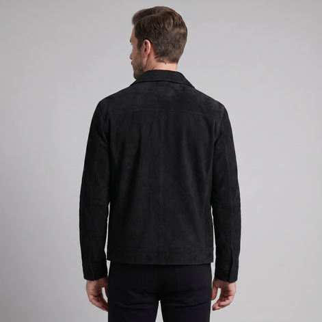 Herren Wildlederjacke Mit Reißverschluss Kragen