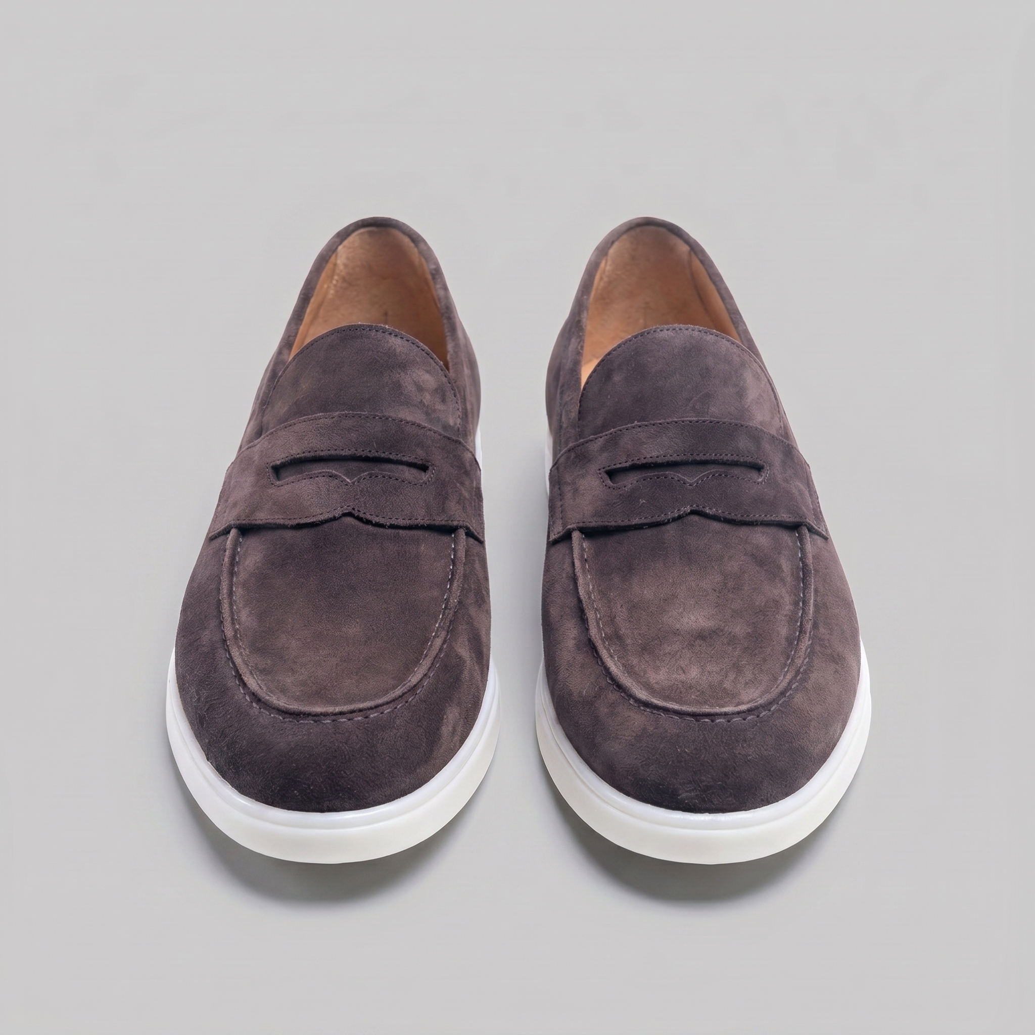 Herren Wildleder Penny Loafers Weiße Sohle