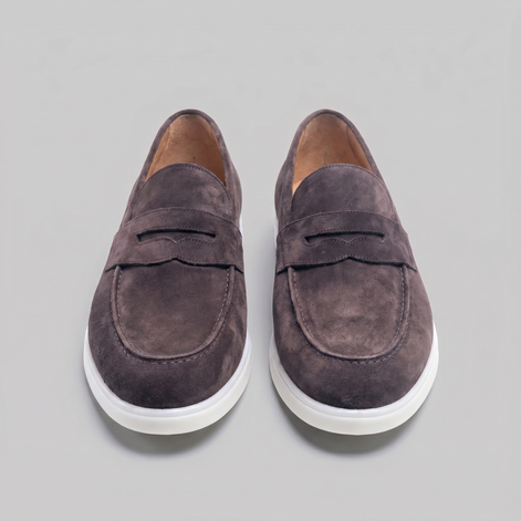 Herren Wildleder Penny Loafers Weiße Sohle