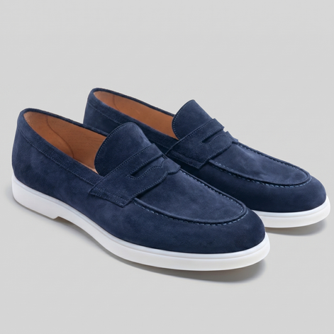 Herren Wildleder Penny Loafers Weiße Sohle