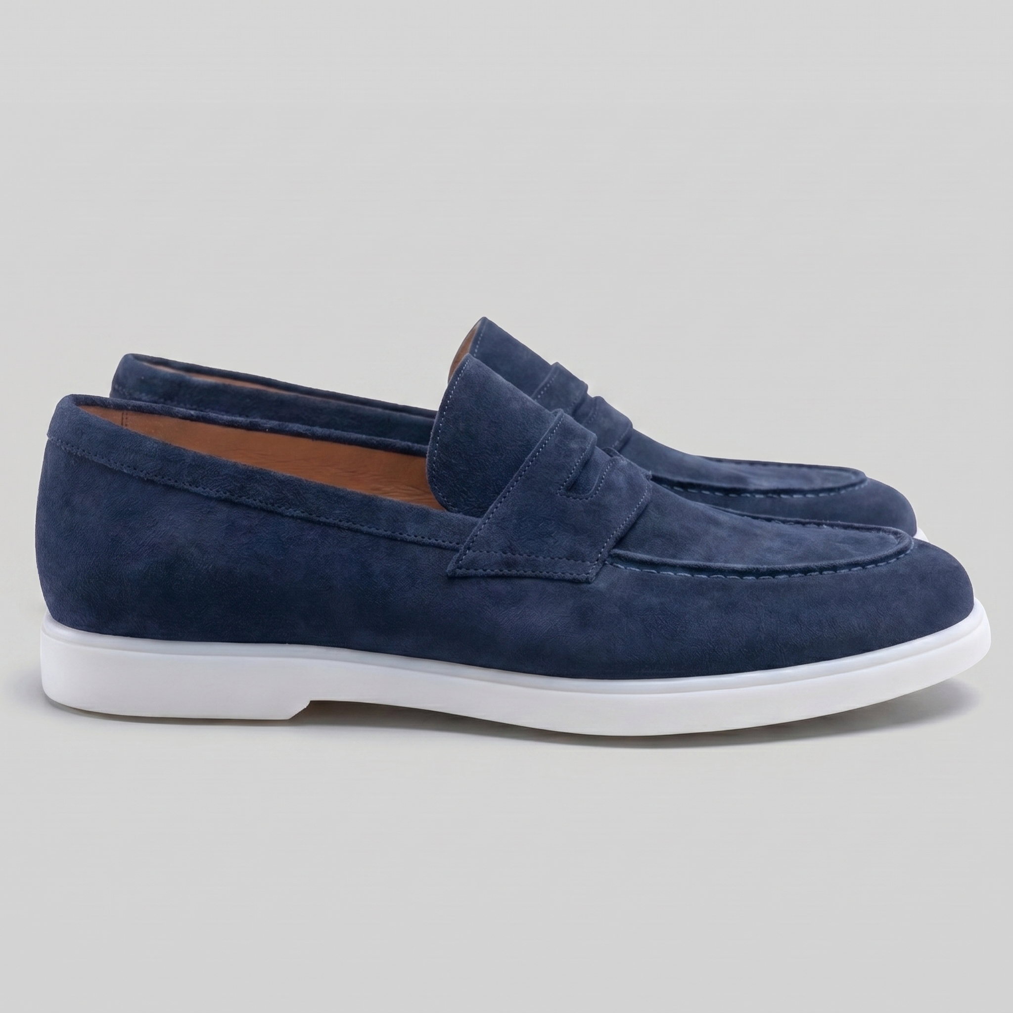 Herren Wildleder Penny Loafers Weiße Sohle