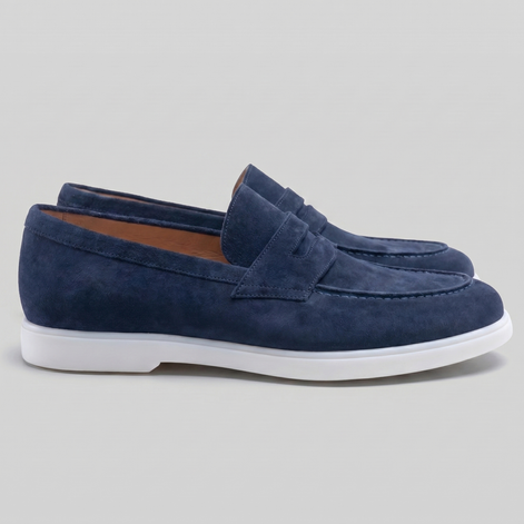 Herren Wildleder Penny Loafers Weiße Sohle
