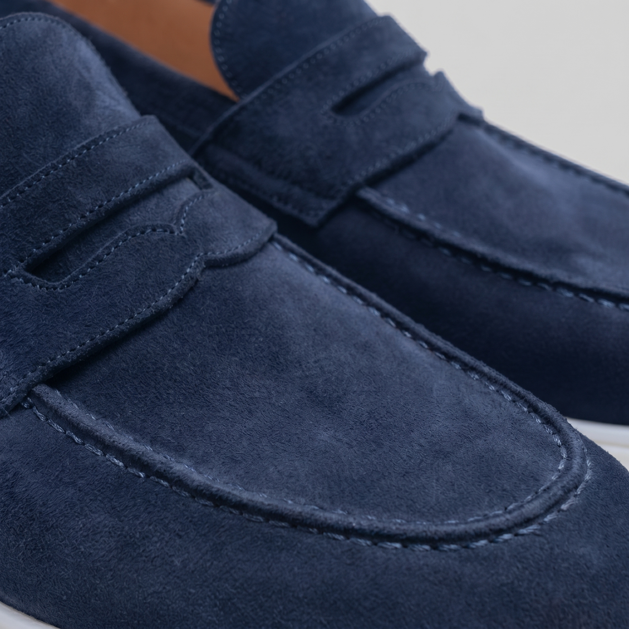 Herren Wildleder Penny Loafers Weiße Sohle