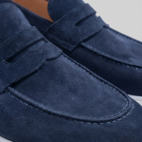 Herren Wildleder Penny Loafers Weiße Sohle