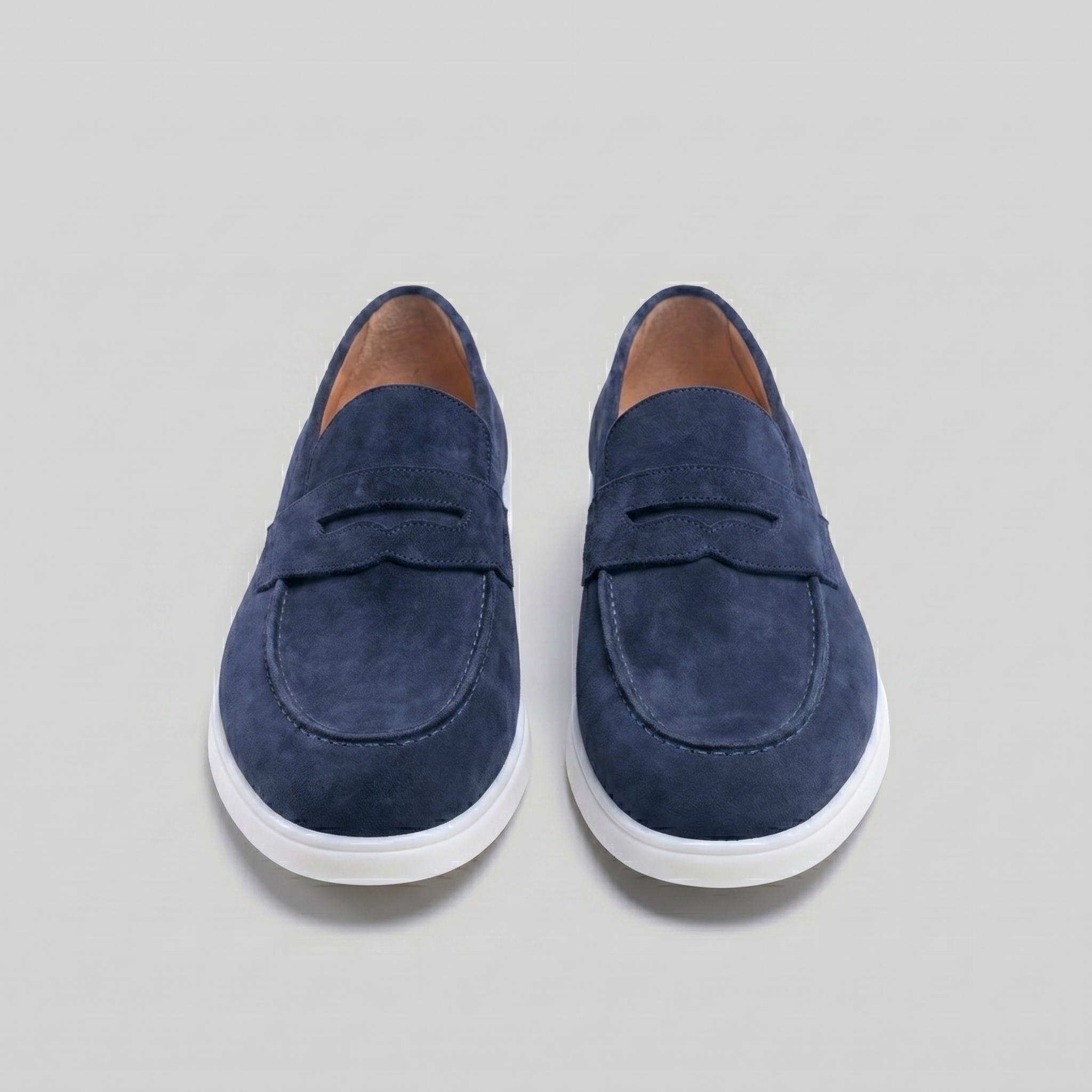 Herren Wildleder Penny Loafers Weiße Sohle