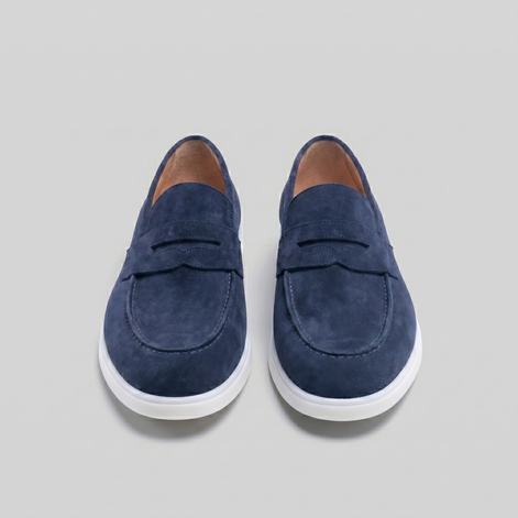 Herren Wildleder Penny Loafers Weiße Sohle