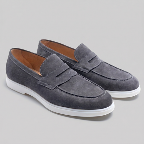 Herren Wildleder Penny Loafers Weiße Sohle
