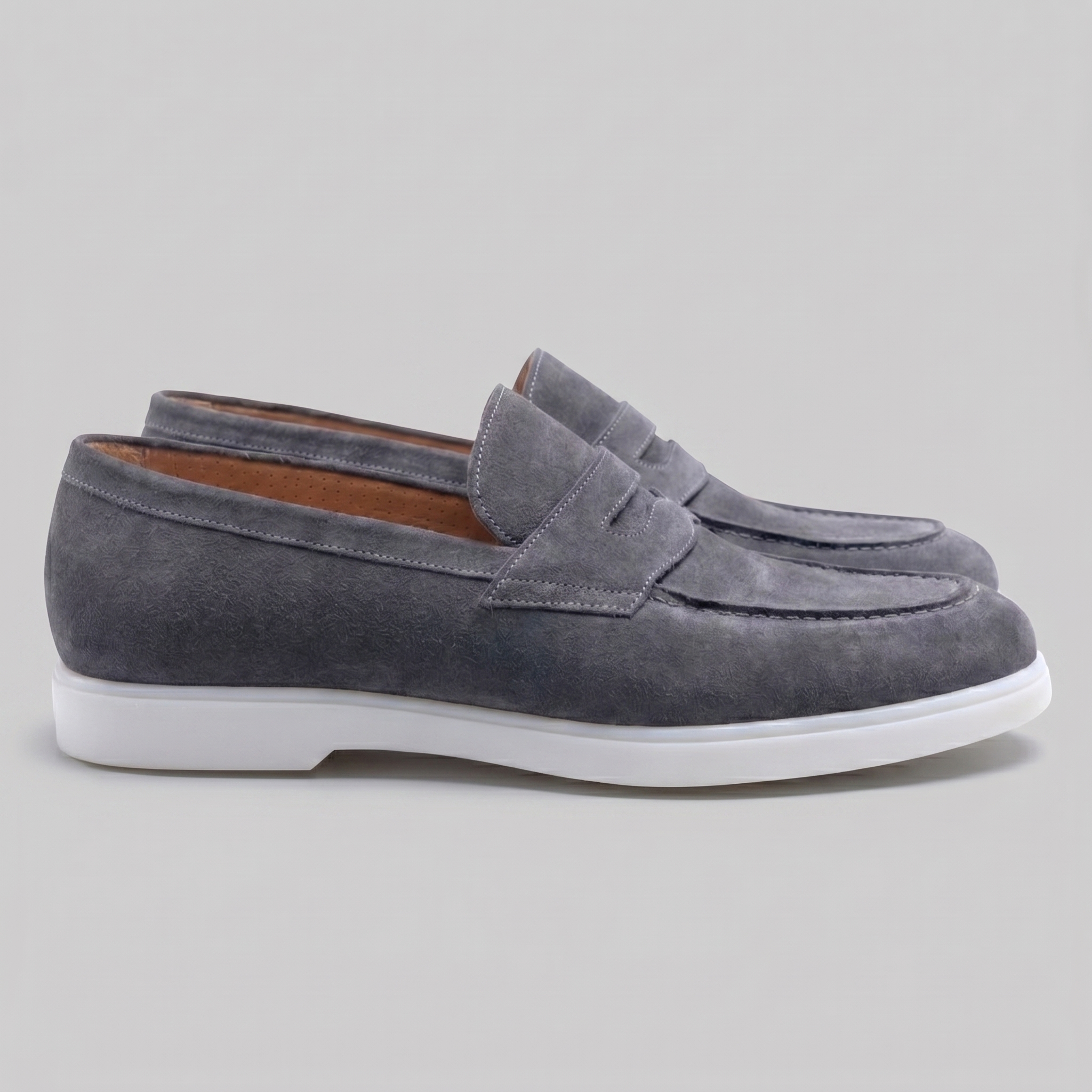 Herren Wildleder Penny Loafers Weiße Sohle