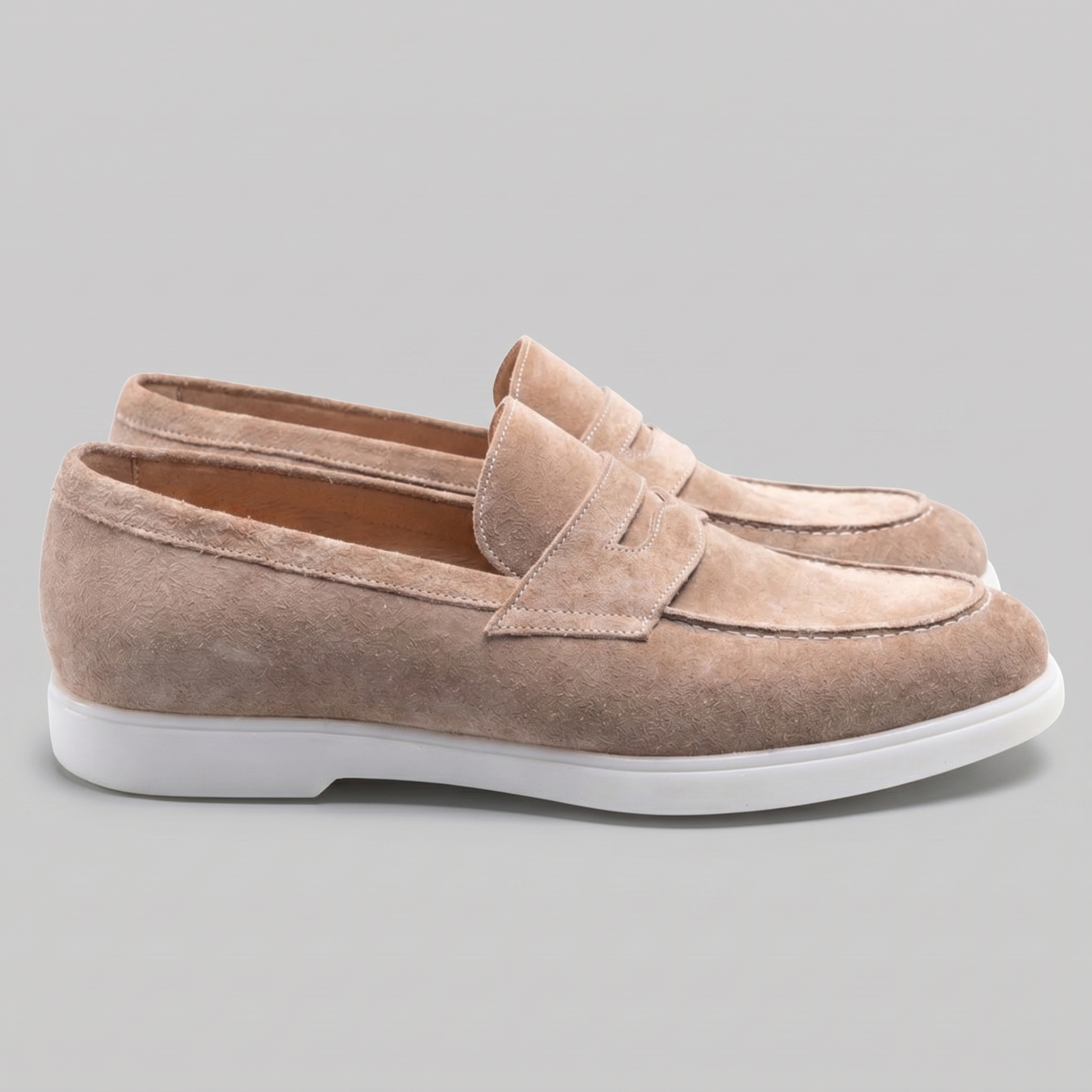 Herren Wildleder Penny Loafers Weiße Sohle