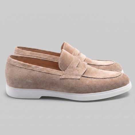 Herren Wildleder Penny Loafers Weiße Sohle