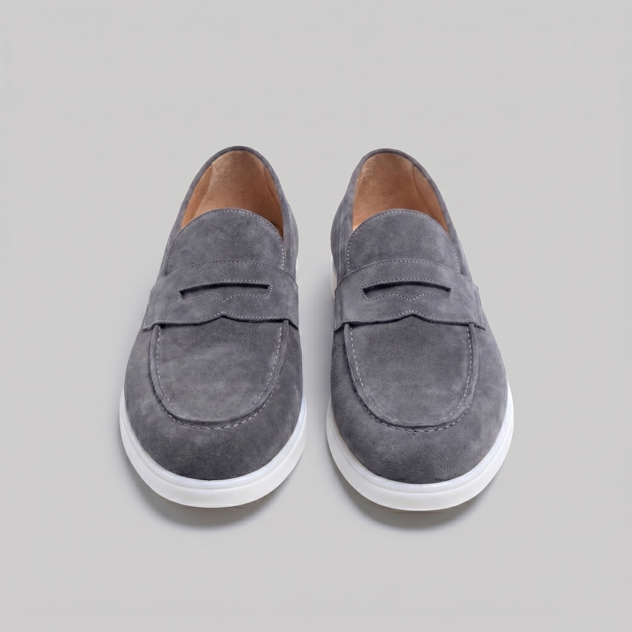 Herren Wildleder Penny Loafers Weiße Sohle