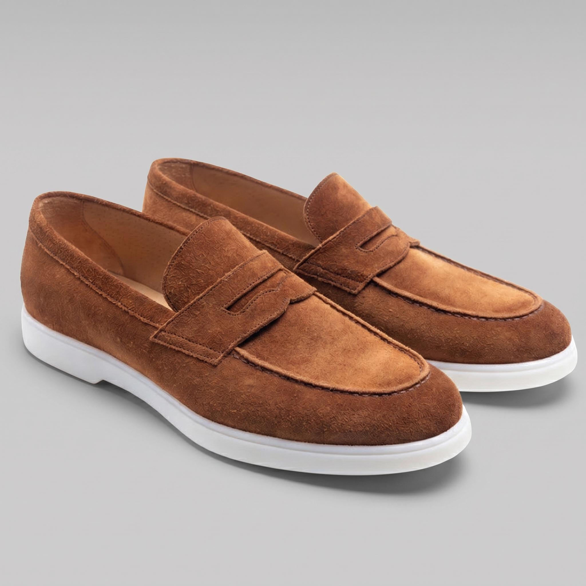 Herren Wildleder Penny Loafers Weiße Sohle